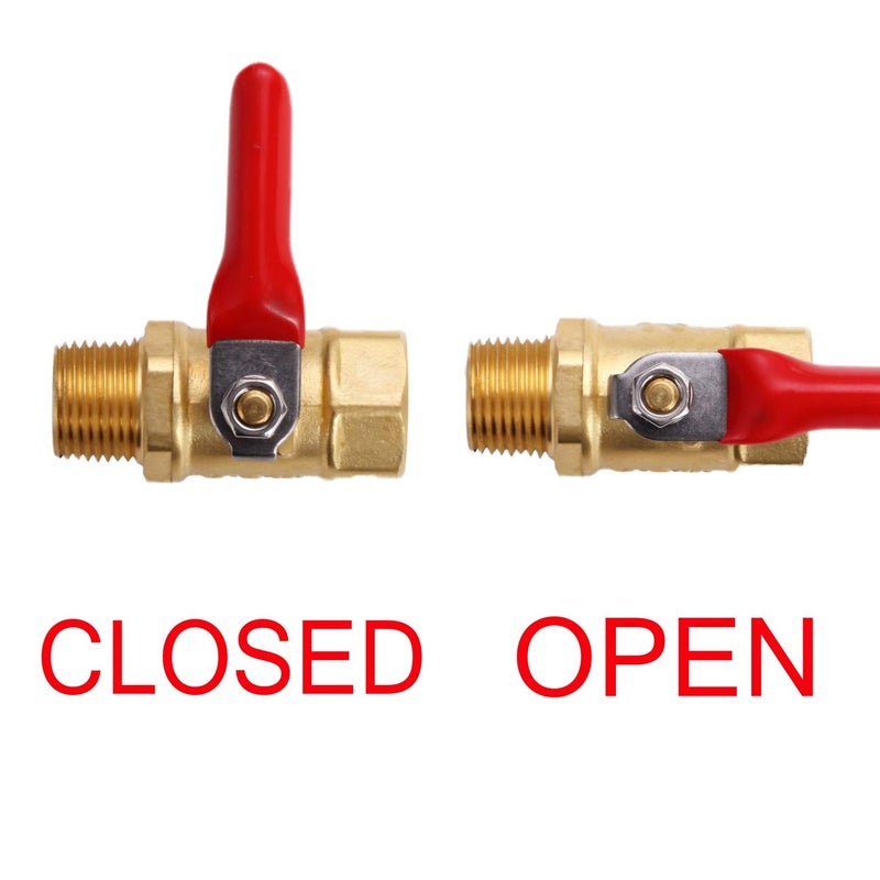 Litorange 2 PCS Lead-Free Brass Mini Ball Valve Shut Off Switch 1/4" NPT Male x 1/4 INCH NPT Female Pipe Fittings Rated to 600WOG For Water Air Compressor Fitting Etc - Image 4